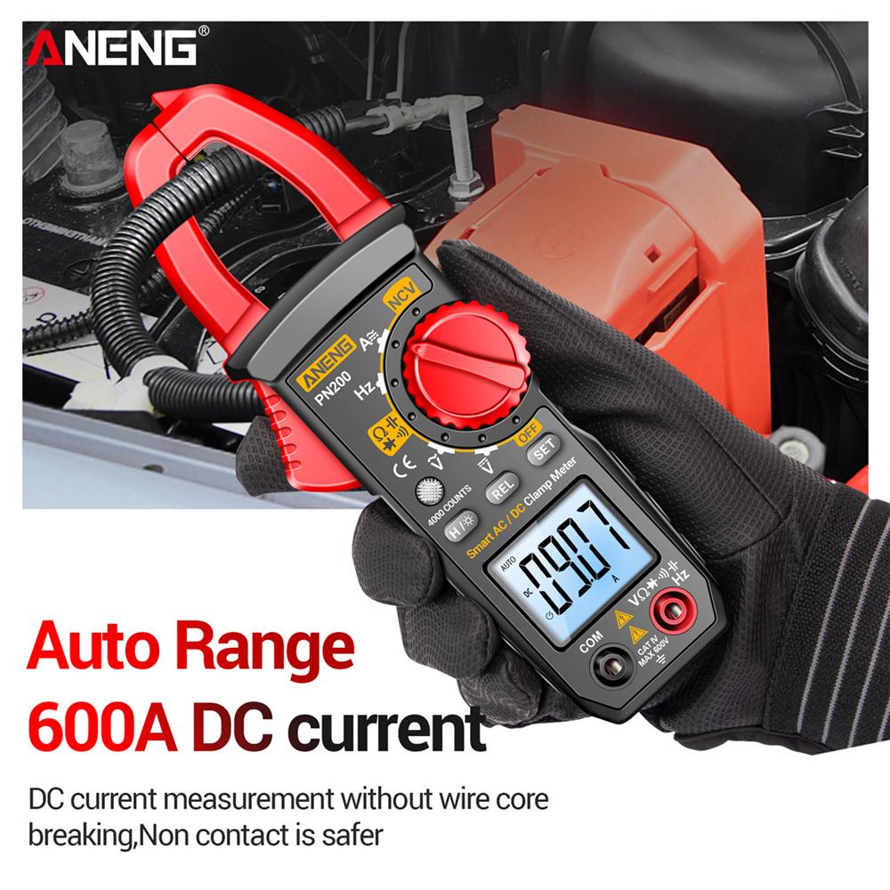 2026 Portable ANENG PN200 Digital Clamp Meter 4000 Counts 600A AC/DC Current Voltage Multimeter NCV Ohm Resistance Capacitance Tester Digital Display