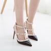 Large Size Shoes, Rivet High Heels, Single Shoes, Straps, High Heels, Bag Head Women's Shoes, Large Size Stiletto, Pointed Sandals.
