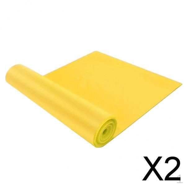 2xLatex Resistance Bands Exercise Fitness Stretching Belt Yellow
