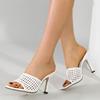 Fashion Handmade Woven High Heel Slipper Women Fashion Square Toe Open Toe Slide Sandal Comfort Casual Brand Designer Shoe Zapatos Mujer