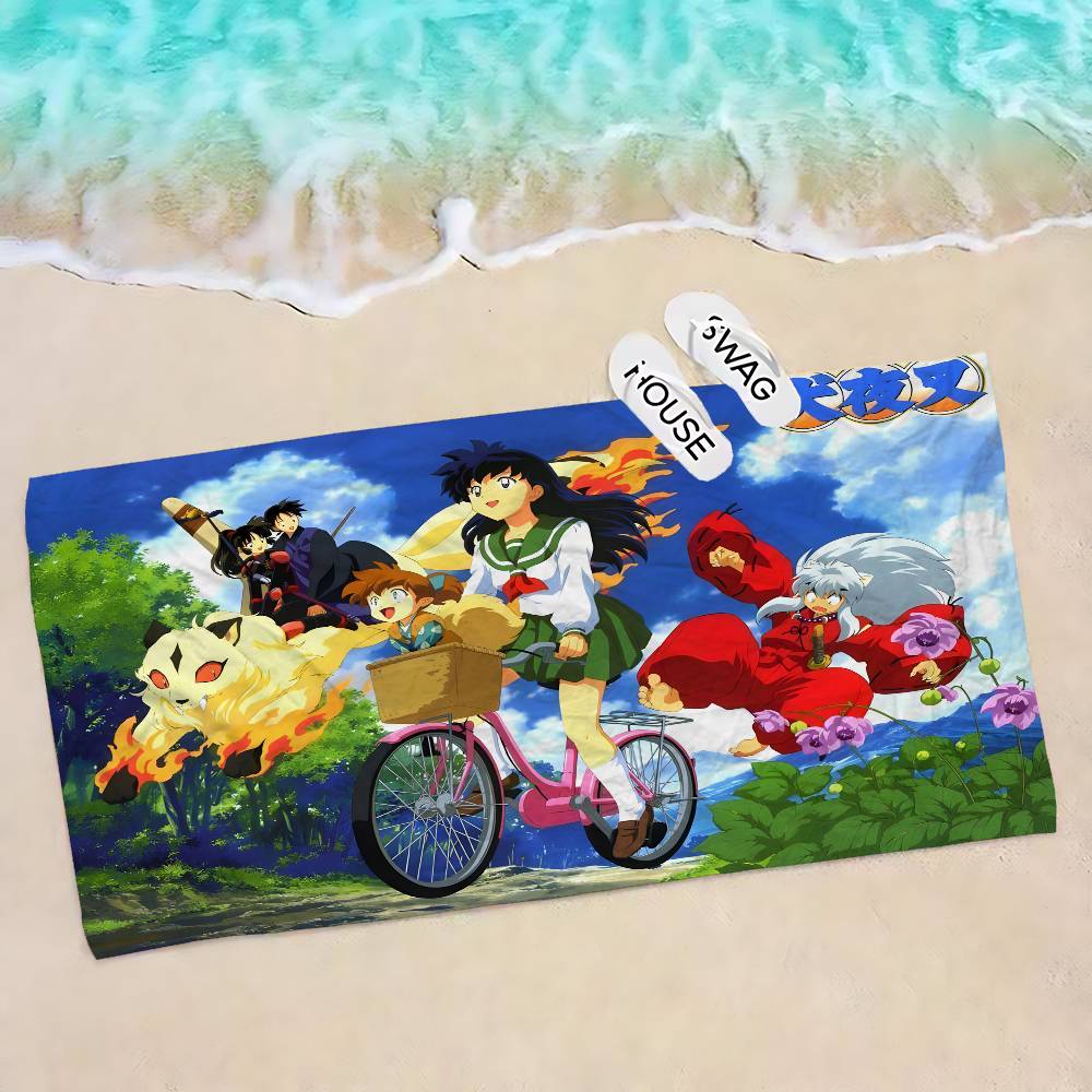 Japanese Anime Inuyasha Big Microfiber Beach Towels Quick Dry Towel Sand Beach Towels Pool Towel for Travel Swim Pool Yoga