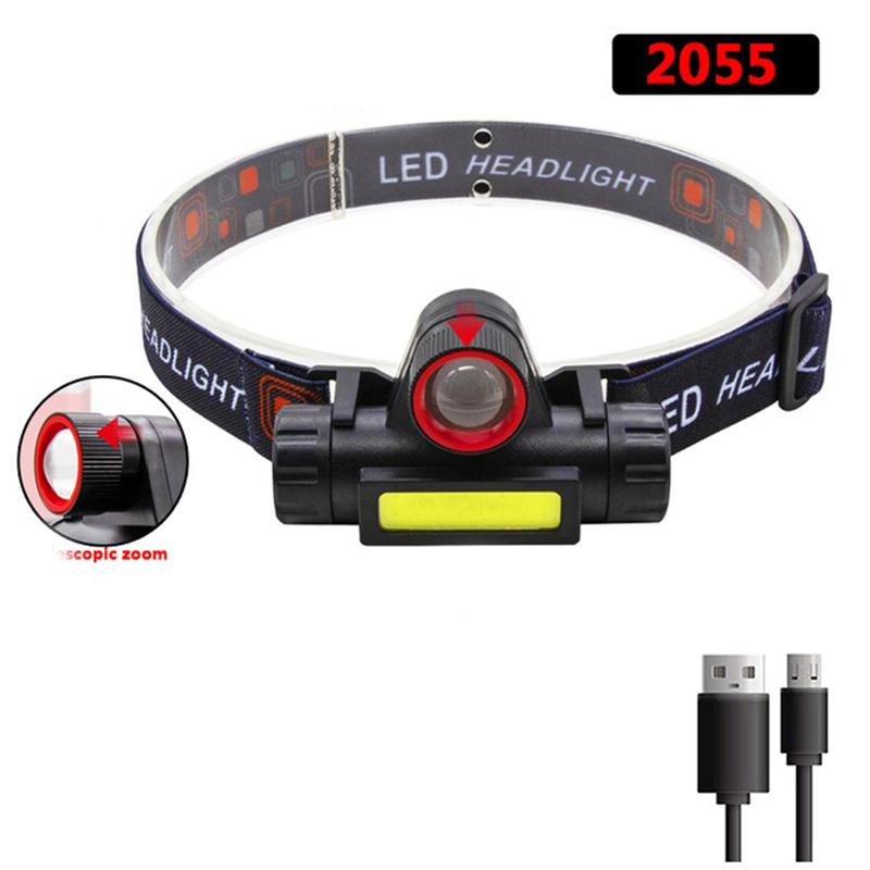 Portable Mini Powerful LED Headlamp XPE+COB USB Rechargeable Hunting Headlight Waterproof Head Torch with Tail Magnetic