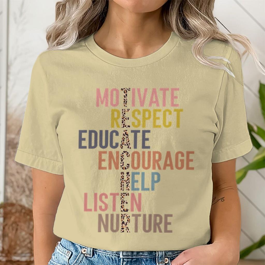 Leopard Print Teacher Tshirt Motivate Respect Educate Inspirational Quote Back To School Tee Gifts Unisex Unisex Teacher Tshirts