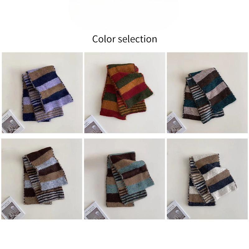 Fashion Versatile Color Blocked Long Scarf Comfortable Warm Breathable Striped Colorful Scarf Autumnwinter Cold Resistant Scarf