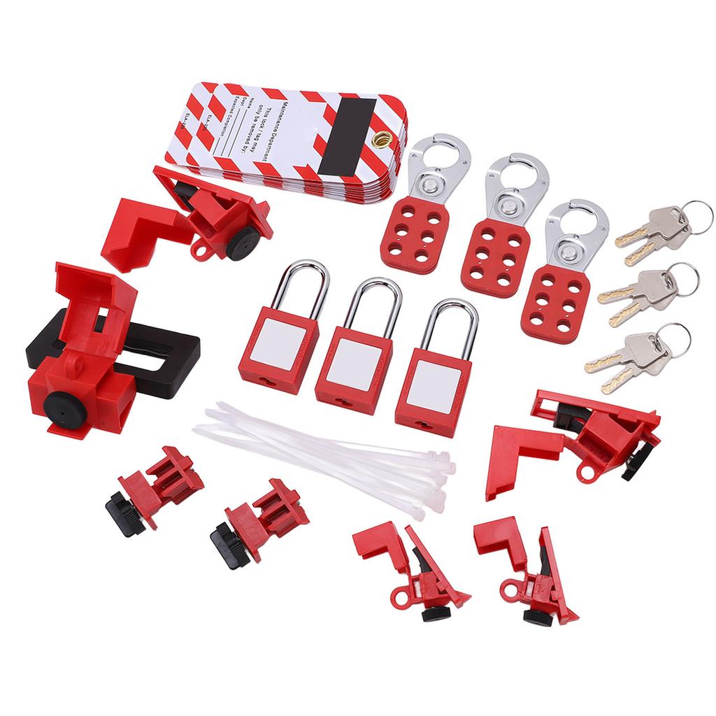 Electrical Lockout Tagout Kit Loto Tag Hasp Padlock Breaker Lock Out Device Storage Bag for Industrial Use