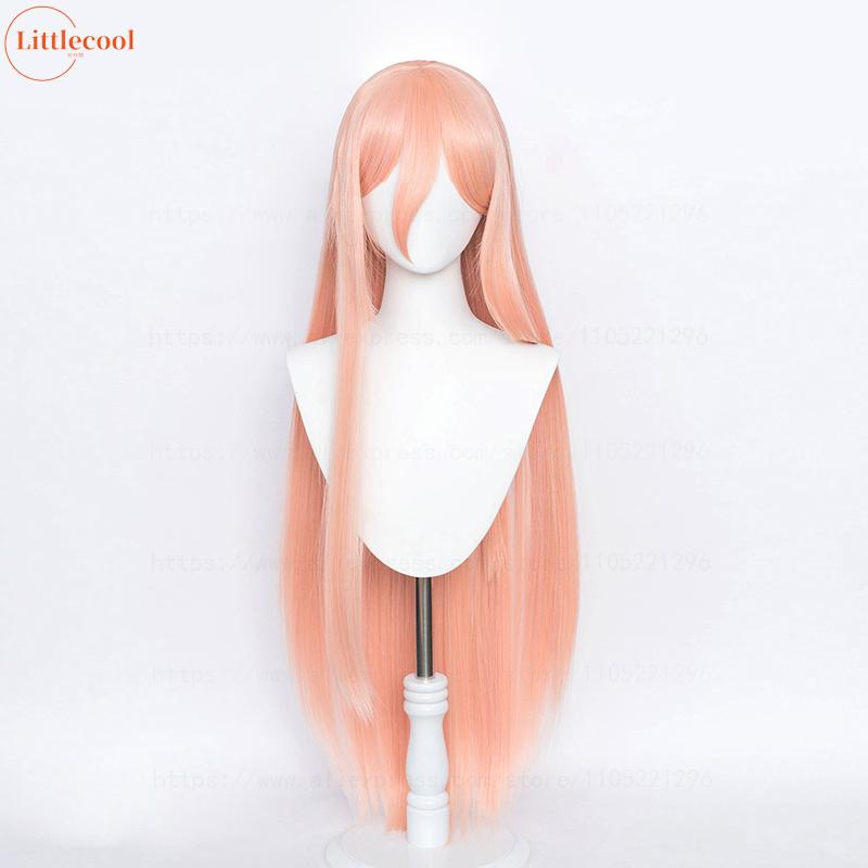 Wysokiej Jakości Peruka Makima Power Wigs 100cm Długa Różowo-Pomarańczowa Odporna na Ciepło Syntetyczne Włosy Peruka do Cosplayu Anime + Czepek pod Perukę