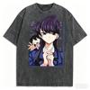 Komi Can't Communicate Washed T-shirt Personality Clothes New Model Anime T-shirt Year Round Clothing Couples Plus Size Unisex