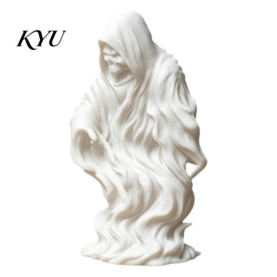 Customizable Art Toy 3D Printed Grim Reaper Ghost Statue, Gothic Skeleton Figurine, Home Decor DIY Blank White Sculpture, Halloween Desktop