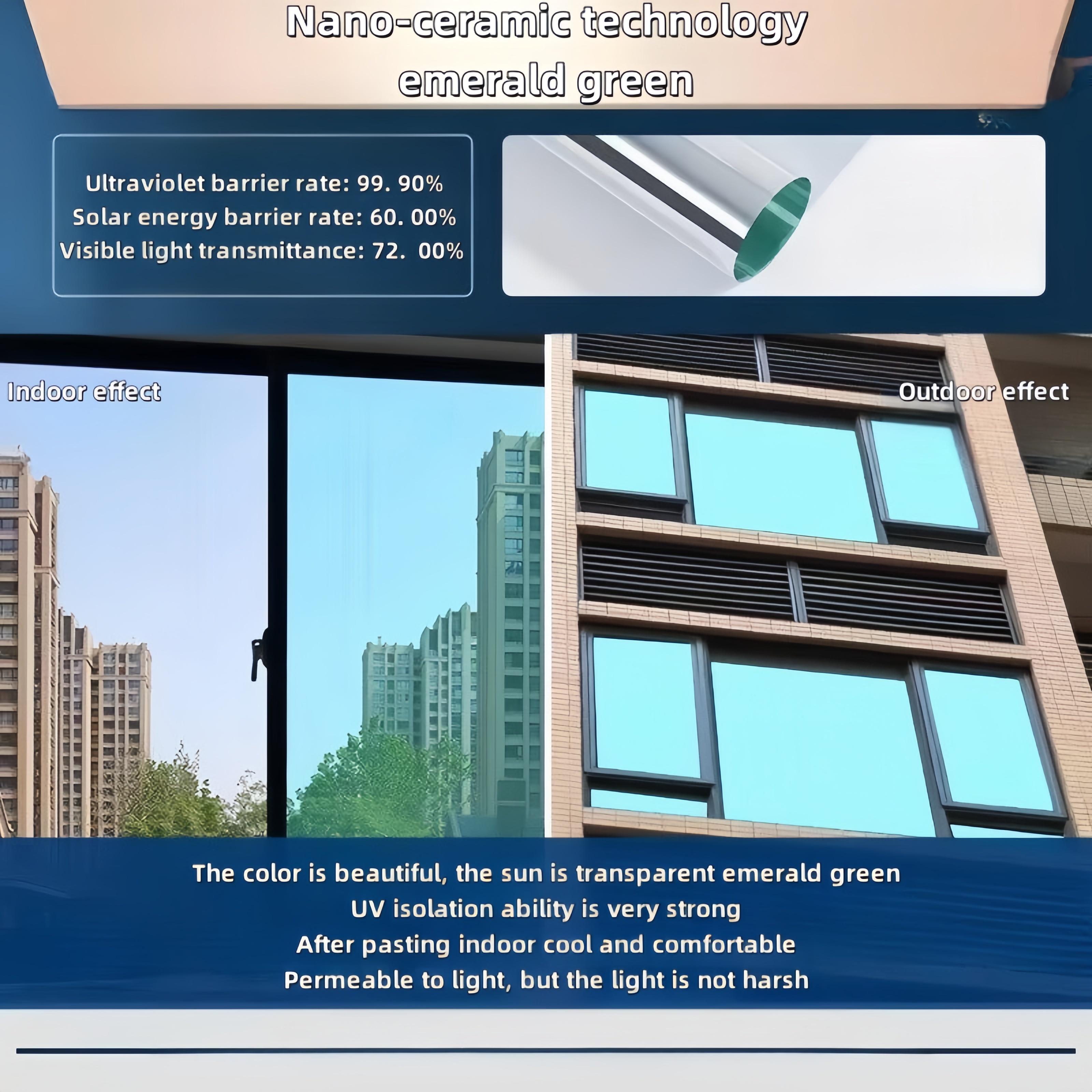 Односторонняя перспектива Стеклянная наклейка на окно Изоляционная оконная пленка Оконная пленка для приватности Изоляция 99% УФ-зеркальное отражение 40cmx1m