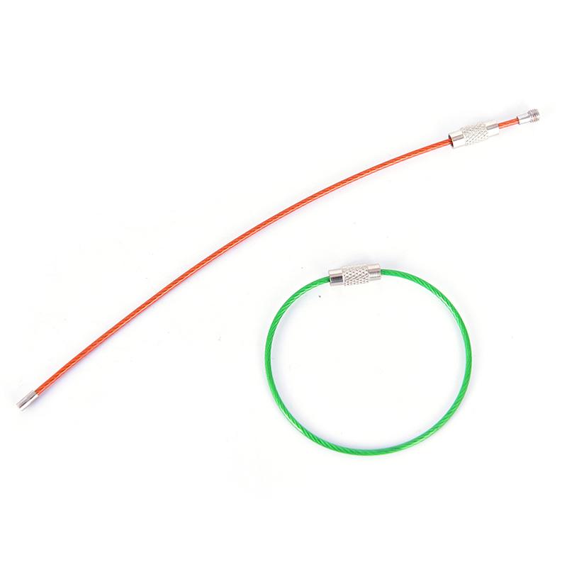 Stainless Steel Wire Keychain Keyring Circle Rope Cable Loop Screw Lock Gadget