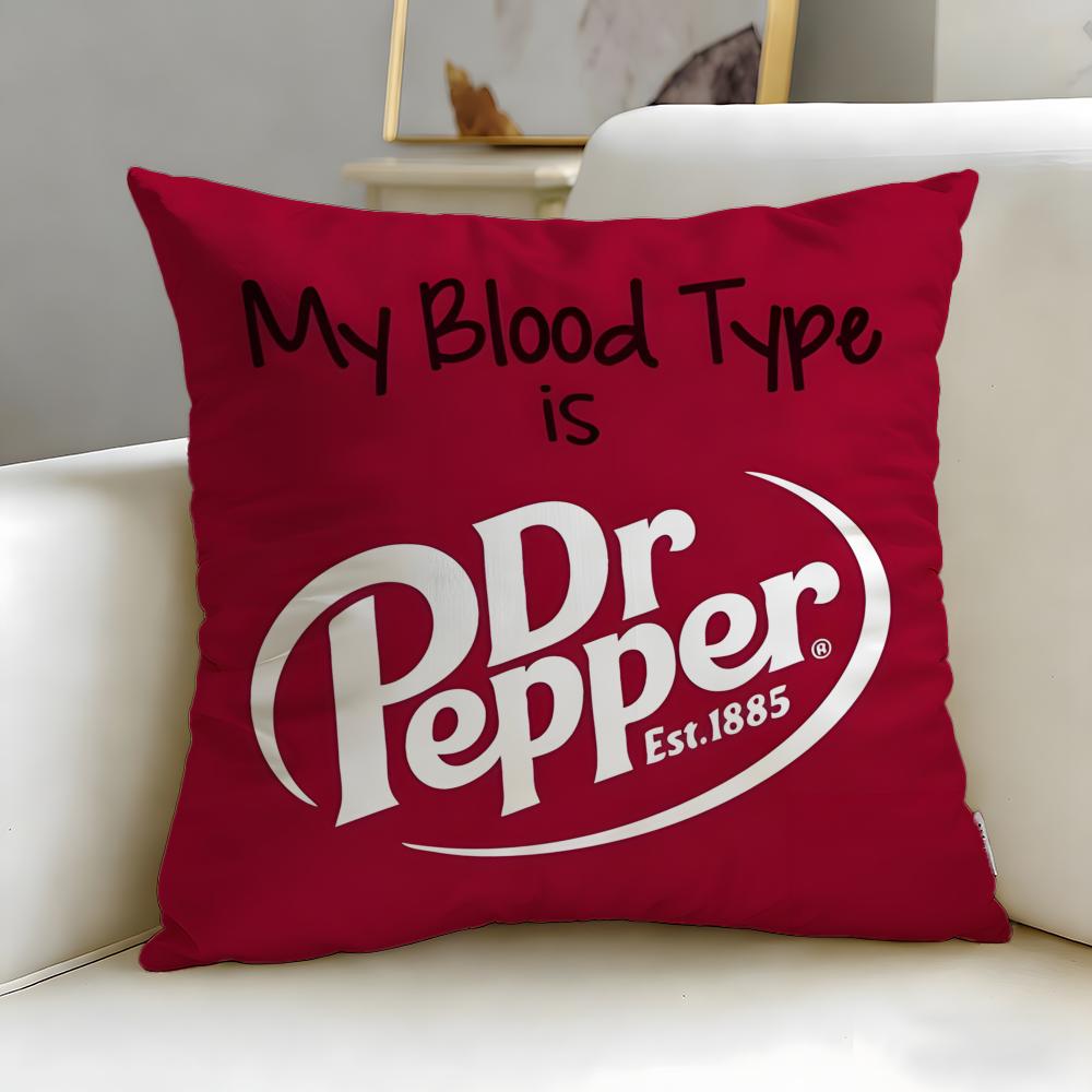 Classic Beverage Brand Dr Pepper Cushion Cover Soft & Easy-Wash Pillow Case – Versatile for Couch, Bed, Travel and Office