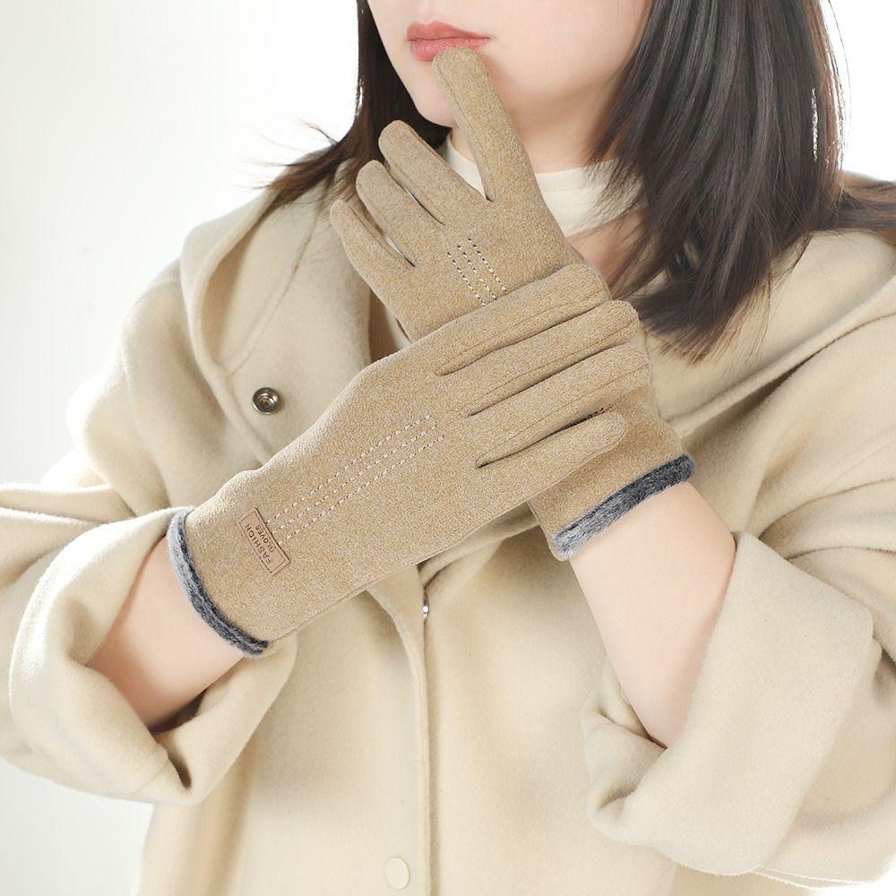 Keep Warm Winter Velvet Gloves Solid Color Women Mittens Simple  Gloves  Driving