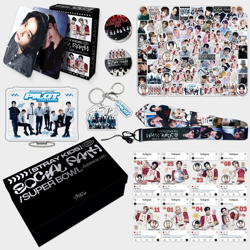 Skzoo Popular Sell Stray Kids Present Case Skz Karma Album Do It Felix Hyunjin Merchandise Kit Key Ring Small Card Decals Pack Fan Present