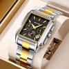 Skmei Square Watch Men Stylish Silver Stainless Steel Wristwatch Gentleman Waterproof Analog Business Casual Chronograph Male Luxury Gift Black Wach