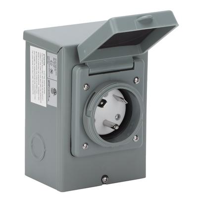 30A Generator Power Inlet Box 125V 3750W Outdoor Weatherproof Socket Accessory for RV