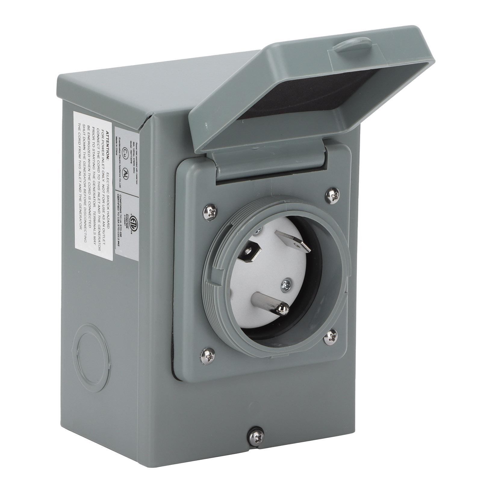 

30A Вхідна коробка живлення генератора 125V 3750W Зовнішня всепогодна розетка Аксесуар для RV