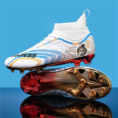 Zapatos de fútbol para hombre y niño, de caña alta para adulto, tacos AG, césped chapado en oro de tirano local, suela, zapatos de entrenamiento para competición para hombre