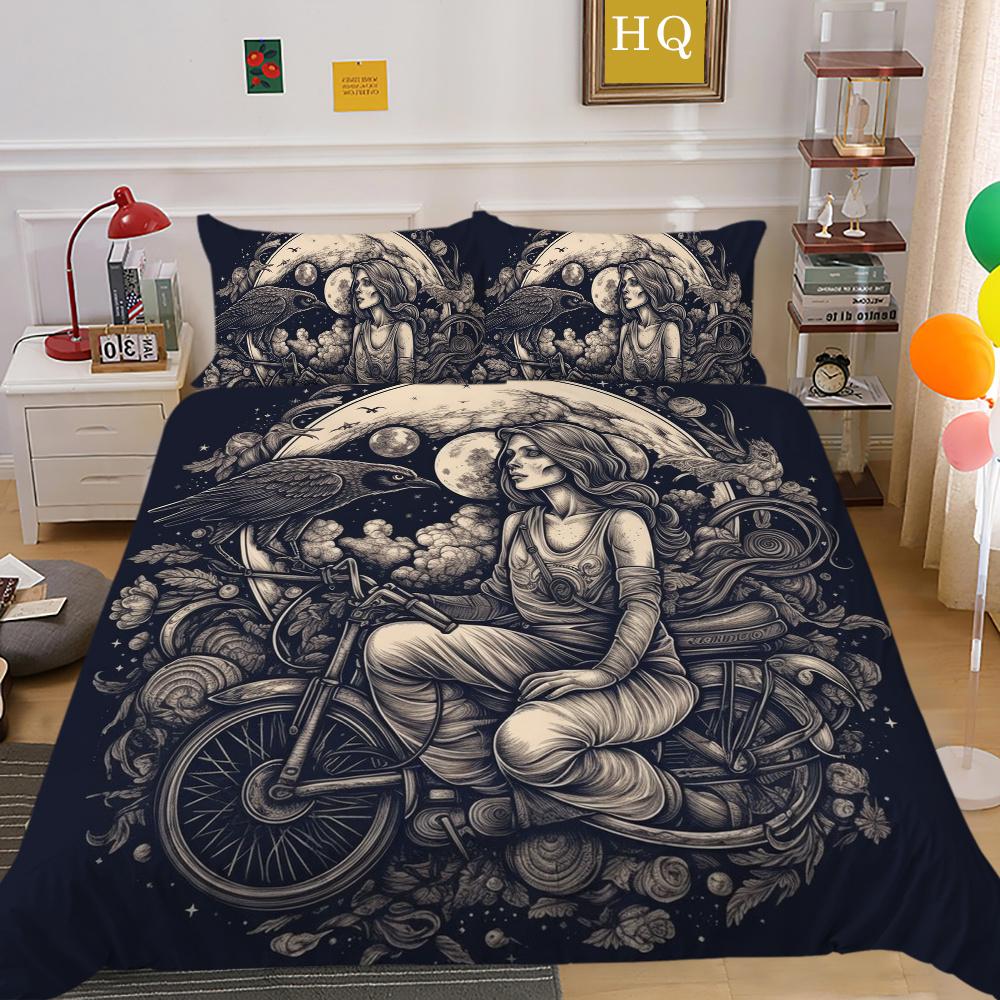 Beauty Skull bedrucktes Trösterbezug-Set, Doppelbettgröße, Mikrofaser-Tagesdecken, modische, hochwertige Heimtextilien