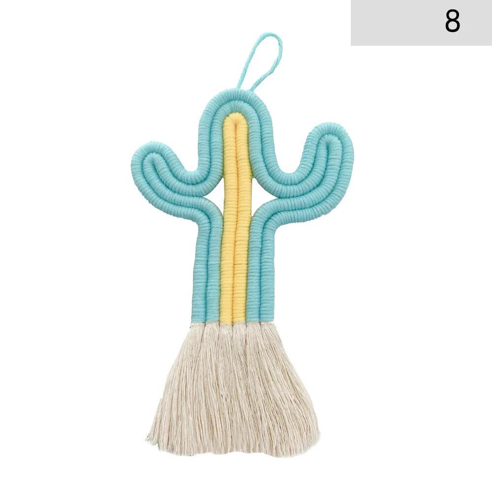 Home Decoration Creative CraftsCactus Hanging Handmade Macrame Weaving Plants Kids Room Decoration Nursery Party Wall Decor