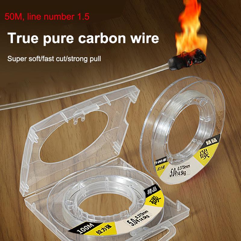 50M/100M Carbon Fiber Fluorocarbon Fishing Line Single Thread Lead Seawater Fishing Line