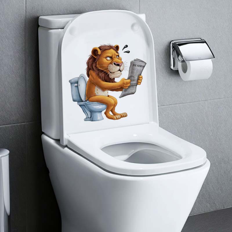 Funny Cat Dog Fox Tiger Animal on the Toilet Sticker Bathroom Toilet Cover Sticker Wall Sticker WC Home BathRoom Waterproof Decoration S353
