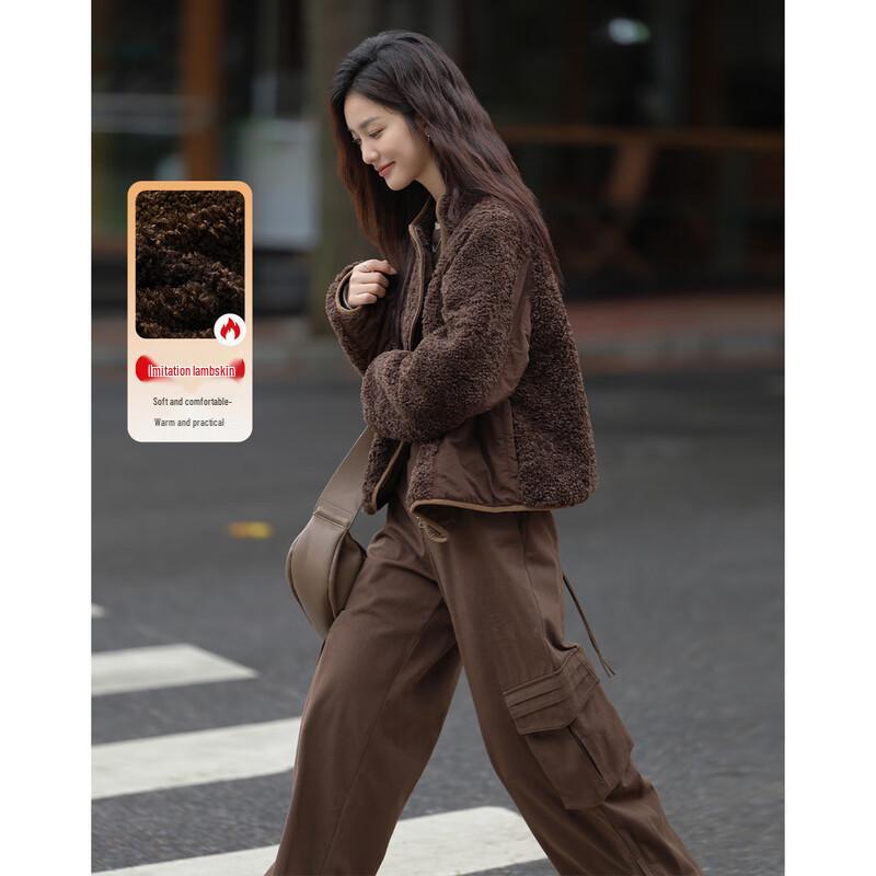 

Женская ретро куртка Dermana с неровной молнией из искусственной овчины S