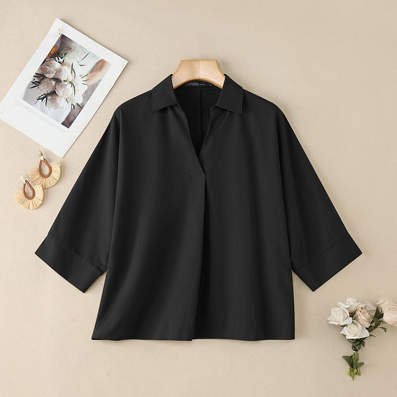 ZANZEA Women Summer V-Neck Casual 3/4 Sleeve Blouse