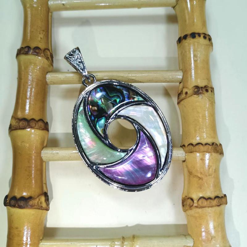 Shell Inlay Geometric Pendant Necklace With Diy Charm For Fashion Enthusiasts