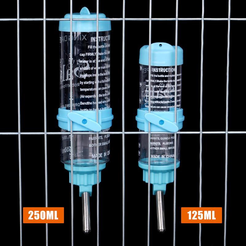 2pcs Pet Drinking Bottle Hanging Water Kettle Hamster Rabbit Plastic Steel Head Drinking Bowl Water Drinking Cup 125/250ml