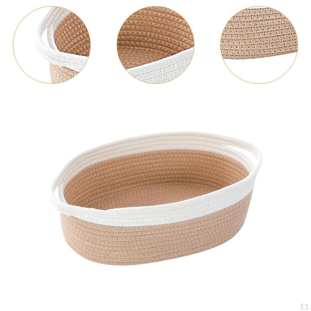 Basket with Handles, Organizer Container, Desktop Storage Box, Cotton Rope Dressing Table