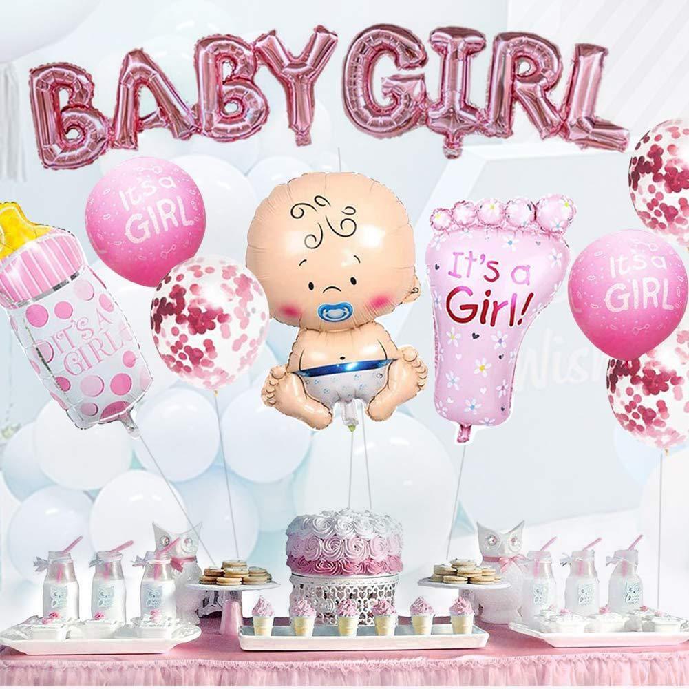 15 PCS Baby Boy Girl Aluminum Balloon Set Baby Christening Baptism Bath Bottle Foot Aluminum Balloon Baby Shower Decoration
