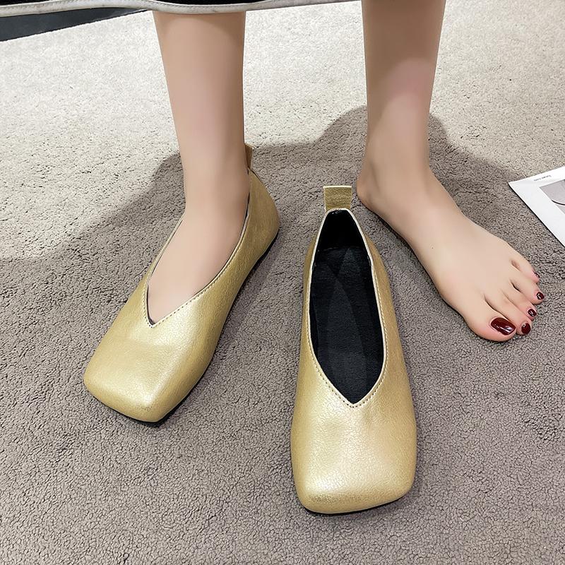 Fashion 2025 Square Toe Female Footwear Soft Modis All-Match Slip-on New Retro Moccasin Dress Cute Boat Slip On Summer Flat