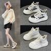 9955 Inner Height Increase 7 Leather Dad Shoes Women, Spring and Autumn New Versatile Thick-soled Muffin Shoes