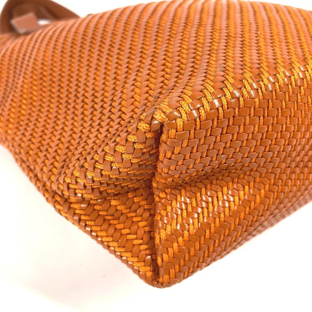 HERMES Amedaba PM Tote Bag Hand Bag Leather/Canvas Orange