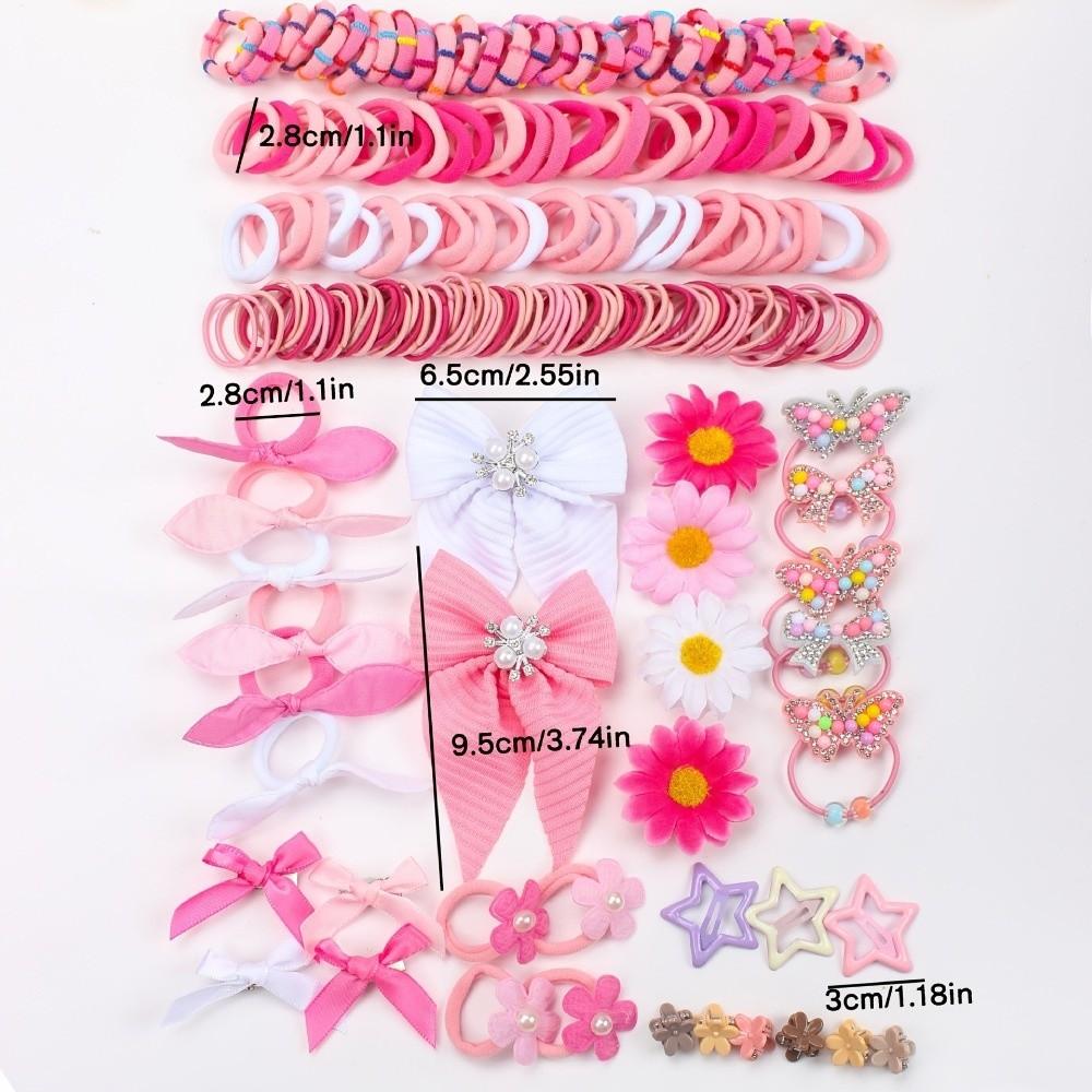 Fabric Hair Accessories Set Colorful Bow Barrettes New Elastic Hair Bands Kids Hairstyling