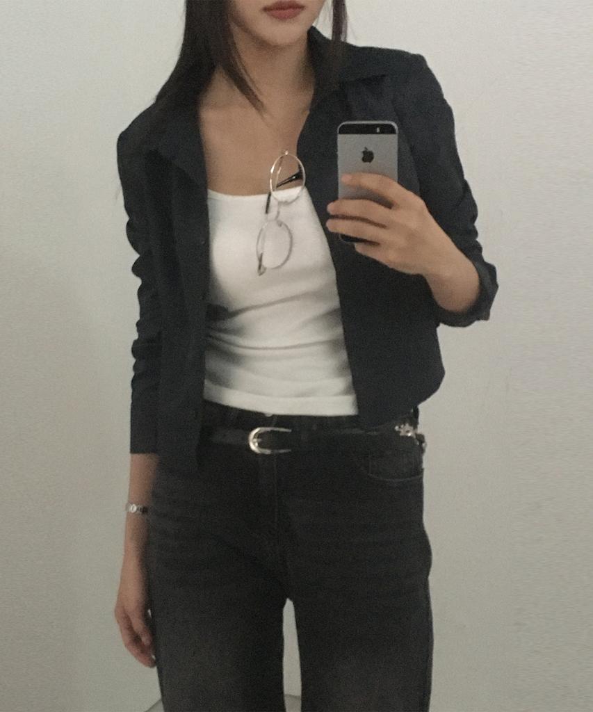 CHICKS Vintage Washed Wide Fit Denim Pants Black