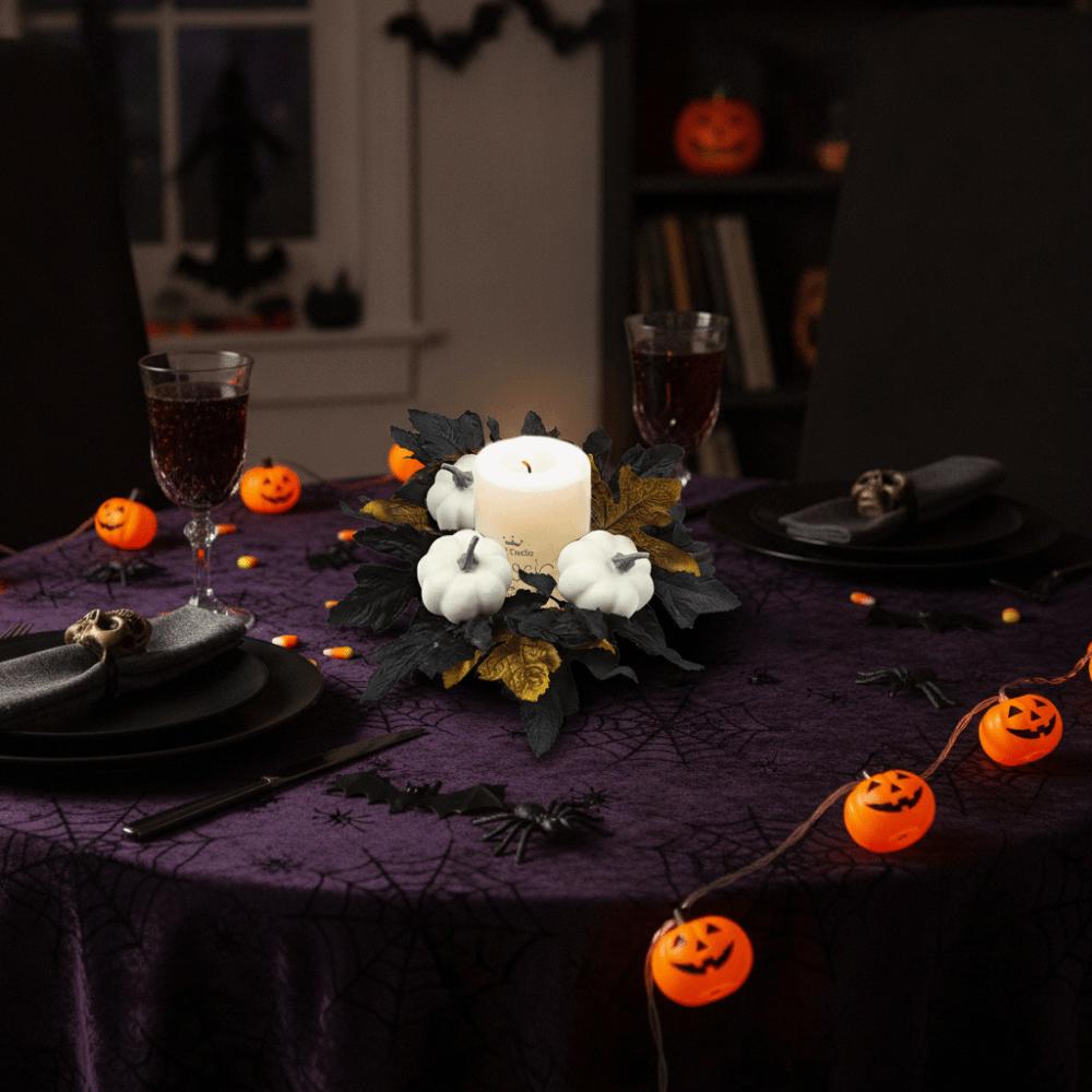 Simulated Maple Leaf Halloween Candle Wreath Artificial Wreath Ornament Festival