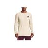 Under Armour T-shirt da allenamento a tinta unita traspirante con scollo rotondo e maniche lunghe da uomo Top Beige 1376050-110