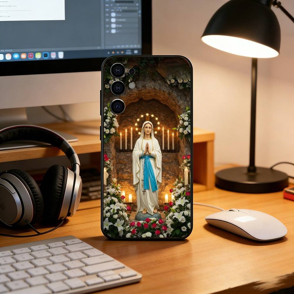 Virgin Mary Phone Case For Samsung S25,S24,S21,S22,S23,S30,Ultra,S20,Plus,Fe,Lite,Note,10,Black Cover