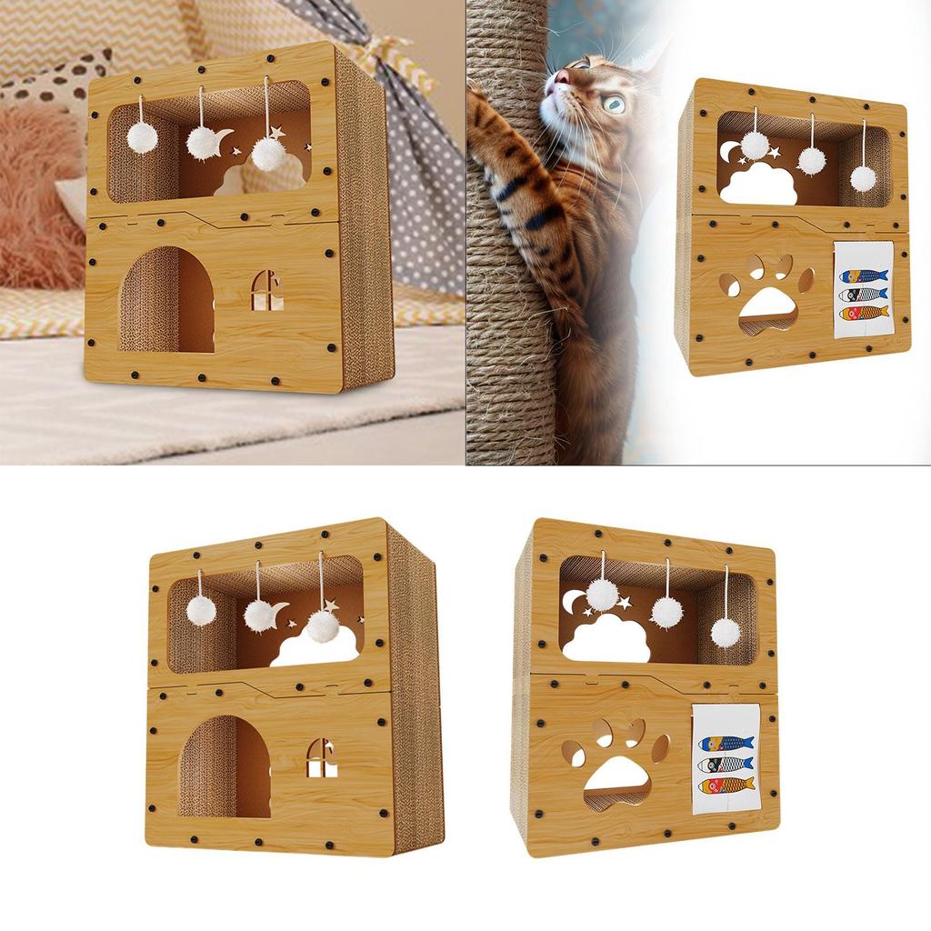 Cat Scratcher House Hanging Ball Toy Claw Grinding Cat Corrugated House for Small Animals Pet Toy Home Decor Kitty Indoor Cats