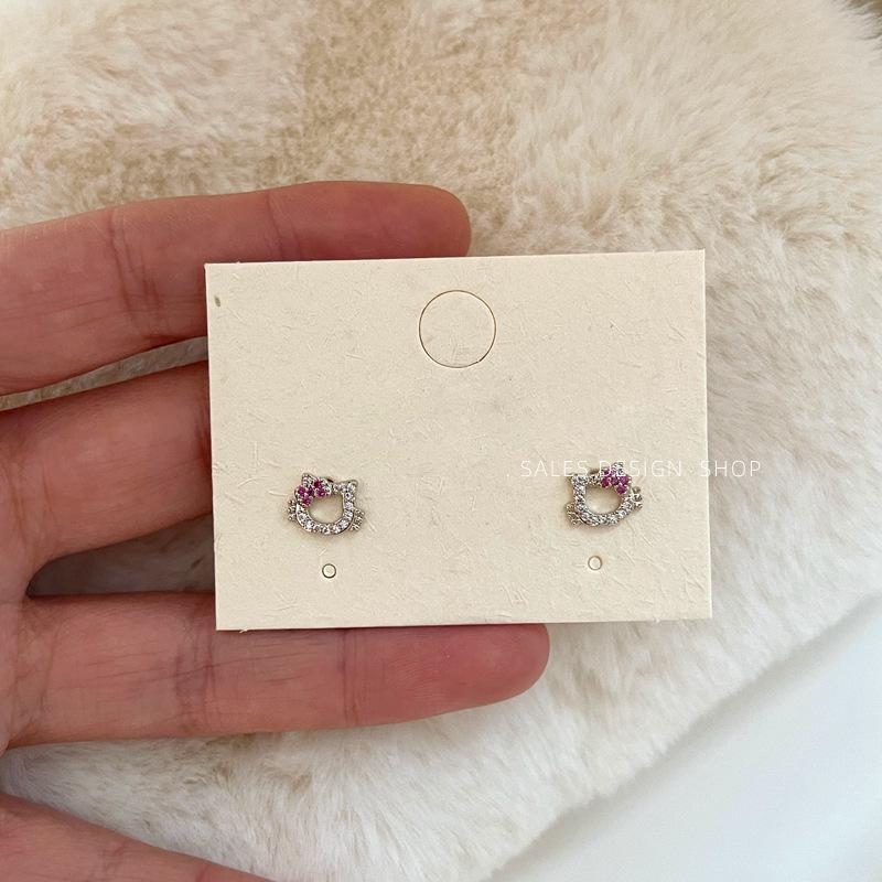 

Korean Rhinestone Bow Cat Ear Studs - Stylish, Simple, Chic Earrings