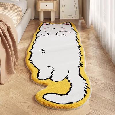 Ins Style Cute Cat-Themed Bedroom Bedside Rug, Living Room Sofa Curvy Rug, Bed-Side Alcove Carpet Home Decoration