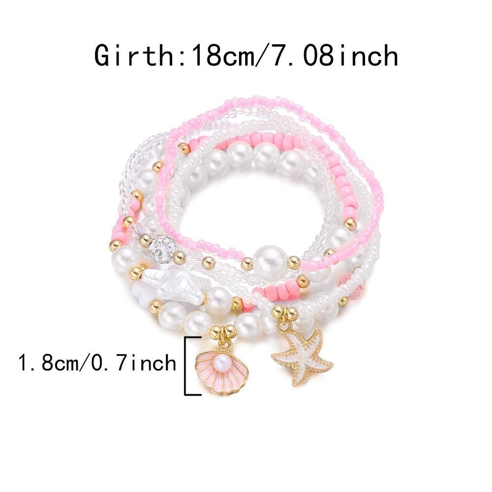 Open Bangle Shell Bracelet Set Gold Color Bohemian Bracelet Set  Women Jewelry