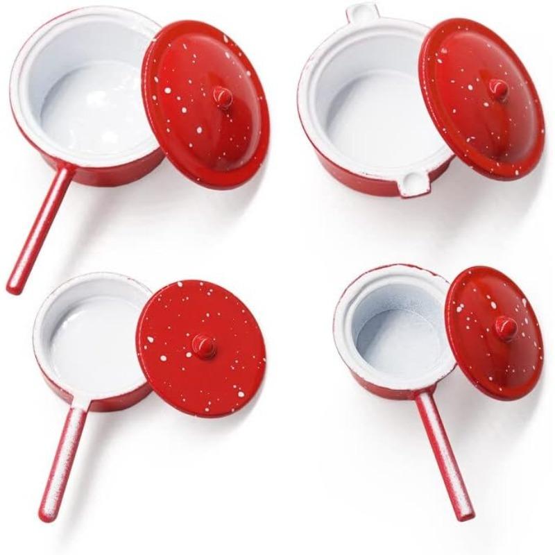 1/12 Miniature Pots Cooking Pot Set of 4 Dollhouse Kitchen Cookware Accessories