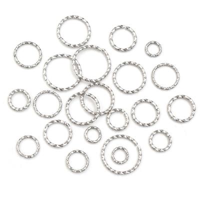 50pcs Stainless Steel 1/1.2mm Thick 6 8 10 12 14mm Twist Open Jump Rings for DIY Jewelry Making Findings for Earrings Necklace