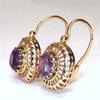 Fashion Hollow Purple Crystal Zircon Ear Earrings For Women CZ Stone Inlay Dangle Drop Earrings Female Wedding Band Gift