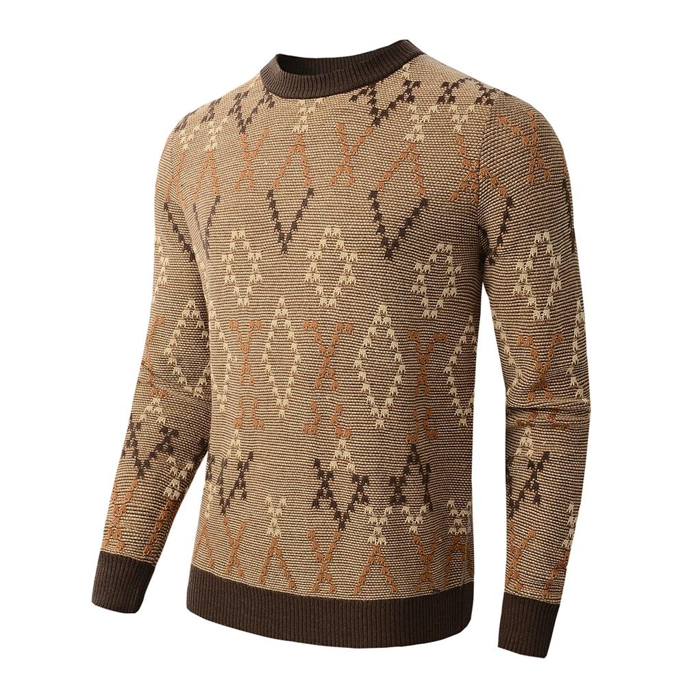 

Мужской вязаный свитер с ромбовидным узором, пуловер с длинными рукавами, свитер