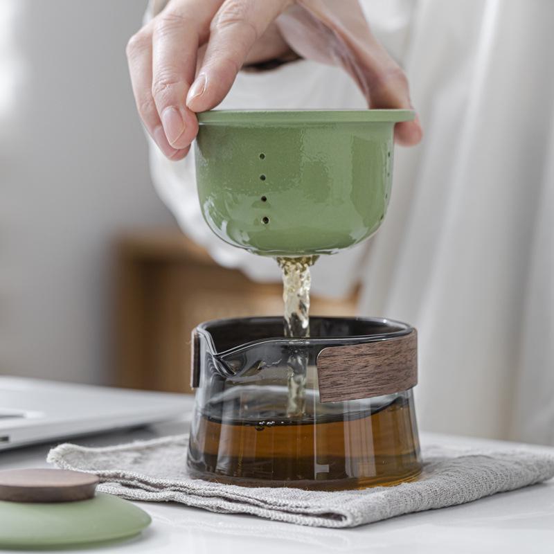 Portable Ceramic Tea Set: Quick Cup, One Pot, Three Cups - Perfect for Travel and Outdoor Use
