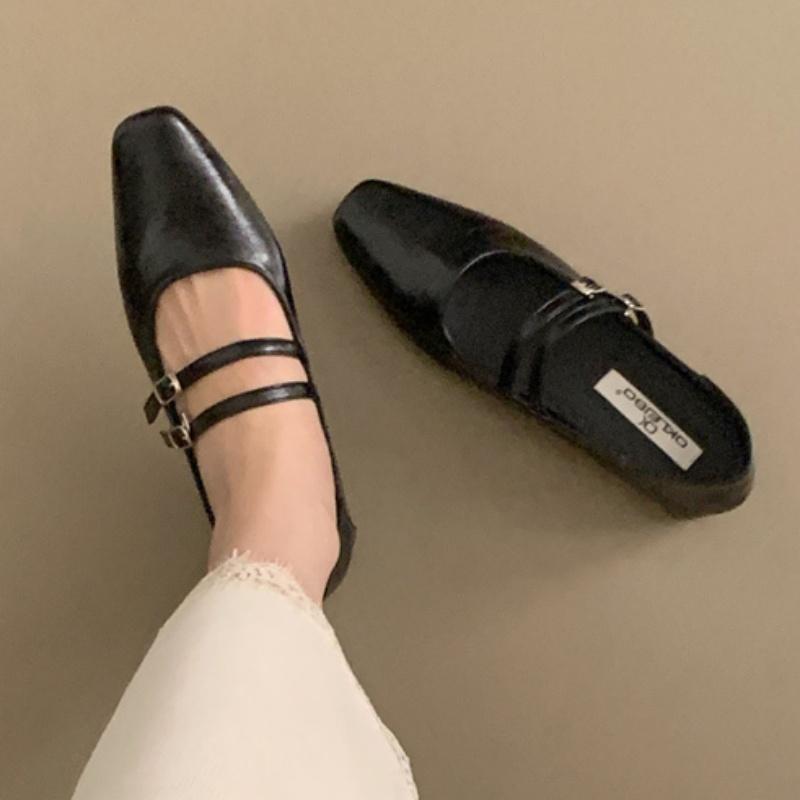 Fashion Bailamos 2025 Spring New Women Flats Fashion Ballerinas Flat Heel Casual Ballet Shoes Square Toe Shallow Ladies Mary Jane Shoes