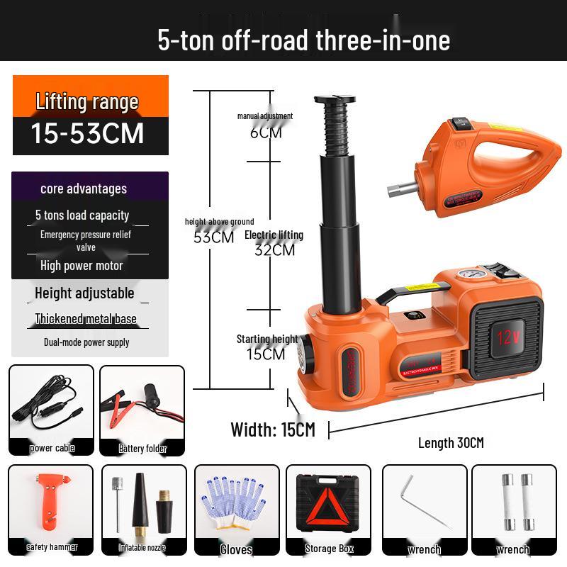 

5-тонный электрический гидравлический домкрат и пневмогайковерт, 12 В инструмент для замены внедорожных шин